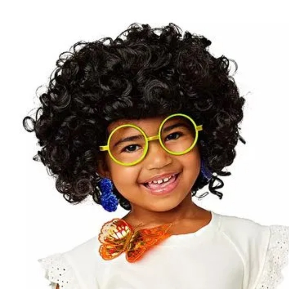 Disney Encanto Mirabel Costume Accesory Set- Wig, Glasses, & Butterly Hair Clip